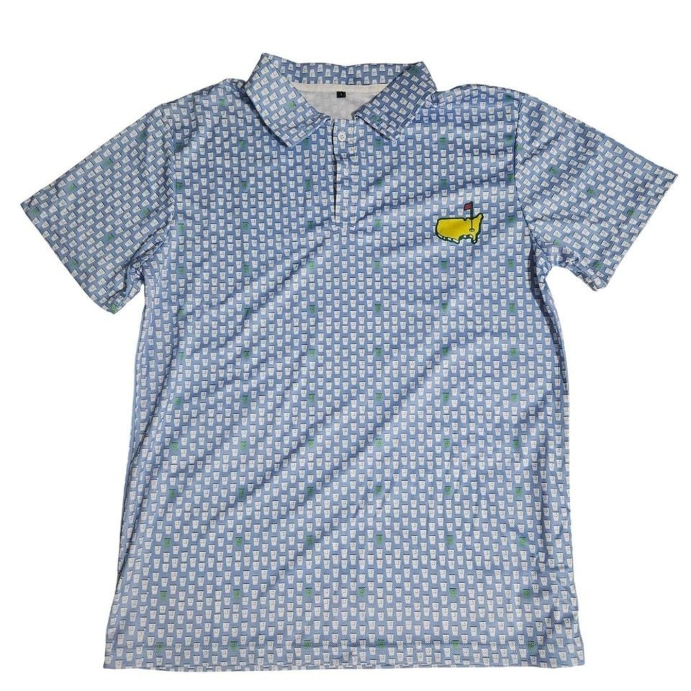 Masters Golf Tournament Polo Shirt Mens Large Blue Green White Cup